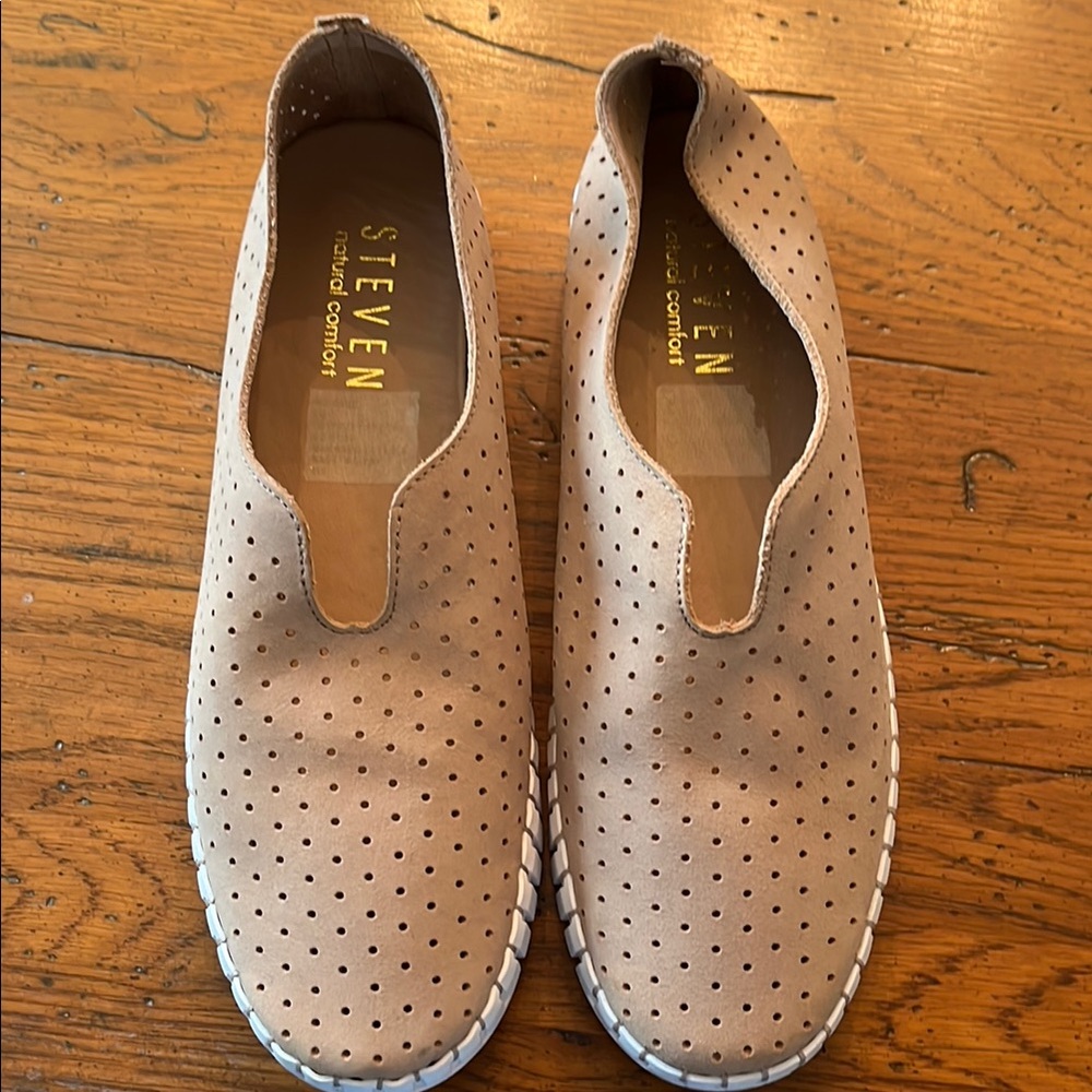 STEVEN by Steve Madden Taupe Perforated Slip-On Sneakers